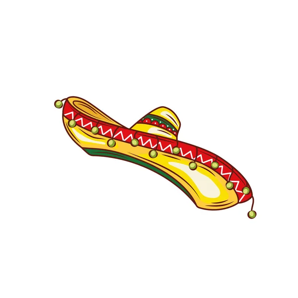 Mexikanischer Sombrero Hut Vektor Illustration auf weißem Hintergrund — Stockvektor