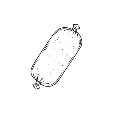 Izgara sosis, karalama stili, çizim çizimi, vektör