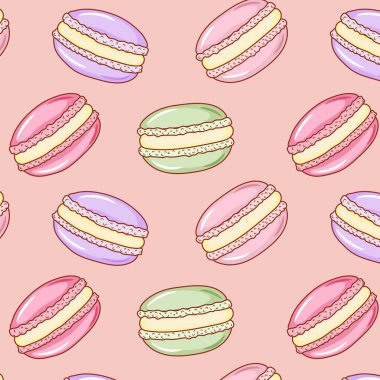 Fransız kurabiyesi ya da badem kurabiyesi. Kağıt, ambalaj ve kumaşlar için kusursuz vektör deseni.