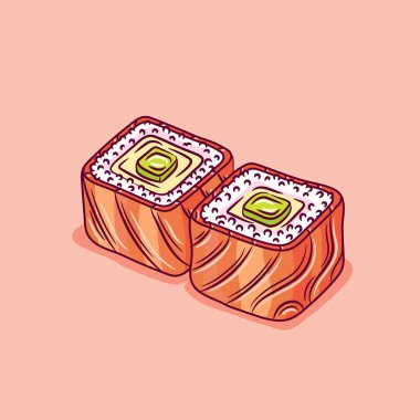 Philadelphia suşi rulosu. Japon mutfağı, geleneksel yemek ikonu.