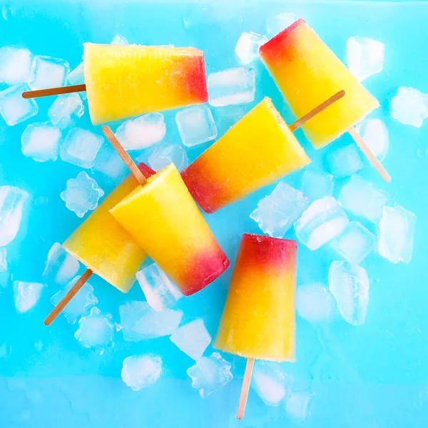Sweet Refreshing Summer Food Concept Ice Cream Fruit Ice Yellow — Stock Photo, Image