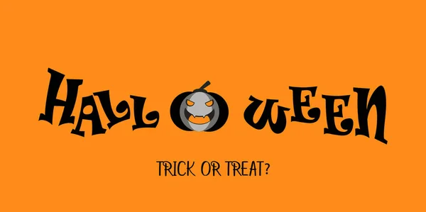 Happy Halloween Textbanner Mit Kürbis Text Mit Kürbis Auf Orangefarbenem — Stockvektor