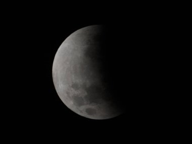 Ay tutulması sırasında parlak bir ayın yaklaşması Vilcabamba, Ekvador 'daki ay yüzeyinin ince detaylarını gösteriyor..