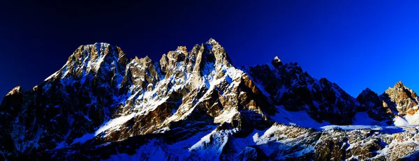 Panorama Över Berg Och Snö Himalaya Vandring Längs Everest Circuit — Stockfoto