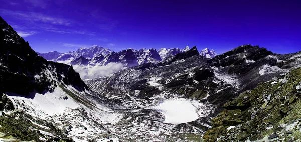 Panorama Mountains Snow Himalayas Trekking Everest Circuit Nepal Stock Image