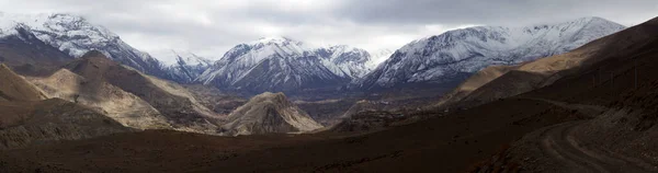 Panorama Des Montagnes Neige Dans Himalaya Trekking Long Circuit Annapurna — Photo