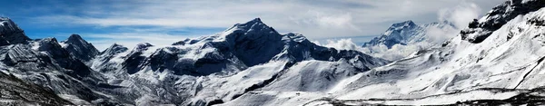Panorama Montanhas Neve Himalaia Caminhando Longo Circuito Annapurna Nepal — Fotografia de Stock
