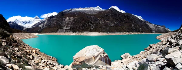 Panorama Över Berg Och Glacialsjö Cordillera Blanca Nationalpark Peru — Stockfoto