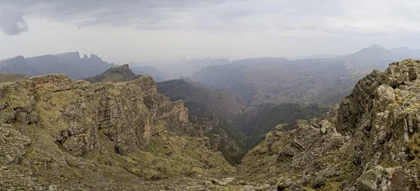 Landskap Panorama Utsikt Över Simien Bergen Nationalpark Höglandet Norra Etiopien — Stockfoto