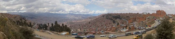 Paz Dél Amerika Forgalmas Városának Panorámája Altóból Bolíviában — Stock Fotó