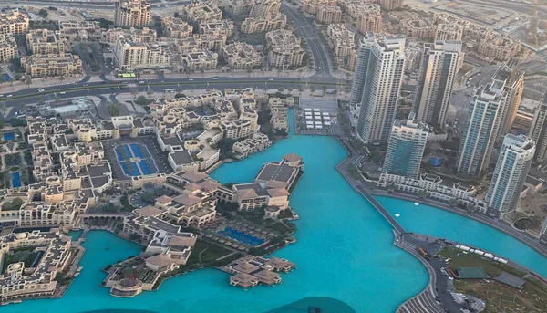 Панорама Будівель Фонтанів Міста Дубай Від Бурдж Халіфа Найвищої Будівлі — стокове фото