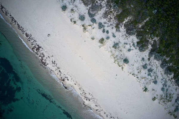 Drone Field View Footprints Sand Water Beach Western Australia — Stok fotoğraf