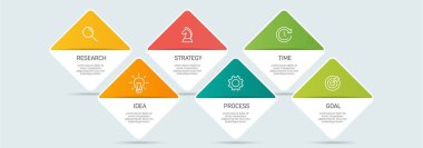 Simgeli ve 5 basamaklı bilgi tasarımı. İnce çizgi vektörü. Bilgi işlem iş konsepti. Bilgi grafikleri, akış grafikleri, sunumlar, web siteleri, afişler, yazılı materyaller için kullanılabilir.