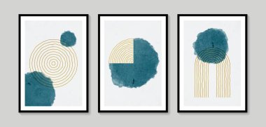 Watercolor collection of vector abstract wall art. Boho color geometric shapes. Artistic design for poster, print, cover, wallpaper, minimalistic and natural wall art. Vector illustration
