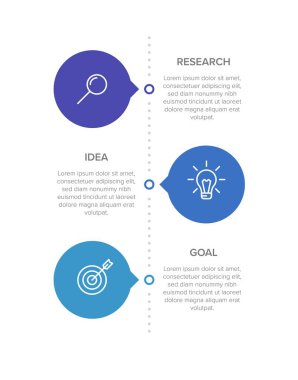 Simgeli ve 3 basamaklı dikey bilgi tasarımı. İnce çizgi. Bilgi işlem iş konsepti. Bilgi grafikleri, akış grafikleri, sunumlar, mobil web siteleri, yazdırılmış materyaller için kullanılabilir