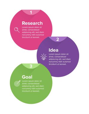 Simgeli ve 3 basamaklı dikey bilgi tasarımı. İnce çizgi. Bilgi işlem iş konsepti. Bilgi grafikleri, akış grafikleri, sunumlar, mobil web siteleri, yazdırılmış materyaller için kullanılabilir