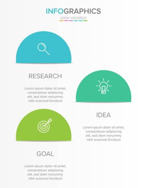 Simgeli ve 3 basamaklı dikey bilgi tasarımı. İnce çizgi. Bilgi işlem iş konsepti. Bilgi grafikleri, akış grafikleri, sunumlar, mobil web siteleri, yazdırılmış materyaller için kullanılabilir