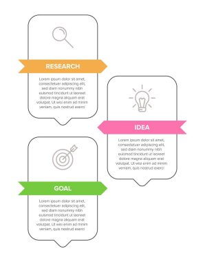 Simgeli ve 3 basamaklı dikey bilgi tasarımı. İnce çizgi. Bilgi işlem iş konsepti. Bilgi grafikleri, akış grafikleri, sunumlar, mobil web siteleri, yazdırılmış materyaller için kullanılabilir