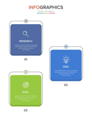 Simgeli ve 3 basamaklı dikey bilgi tasarımı. İnce çizgi. Bilgi işlem iş konsepti. Bilgi grafikleri, akış grafikleri, sunumlar, mobil web siteleri, yazdırılmış materyaller için kullanılabilir