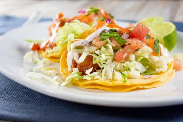 Una Vista Plato Tacos Pescado —  Fotos de Stock