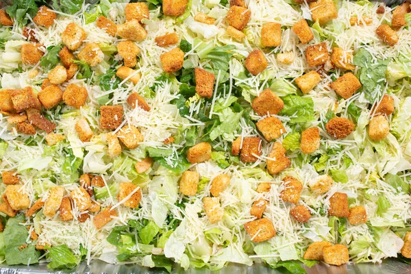 Uma Vista Cima Para Baixo Uma Salada Caesar Como Pano — Fotografia de Stock