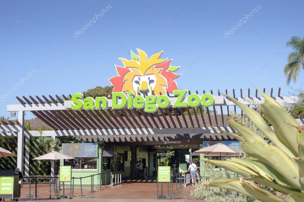 San Diego, California, United States - 09-23-2021: A view of the entrance to the San Diego Zoo.
