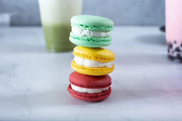 Una Vista Una Pila Galletas Macaron —  Fotos de Stock