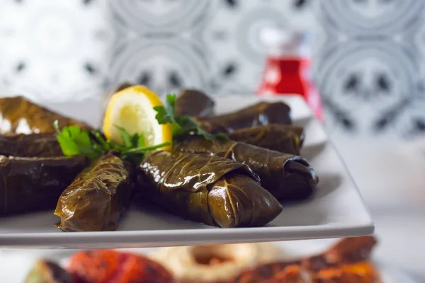 Doldurulmuş üzüm yaprağı manzarası.