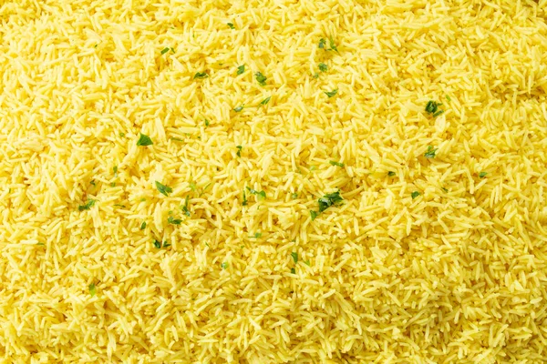 Vista Fondo Arriba Hacia Abajo Del Arroz Amarillo Mediterráneo —  Fotos de Stock