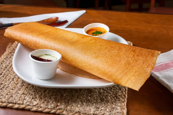 Una Vista Plato Masala Dosa Restaurante Cocina —  Fotos de Stock