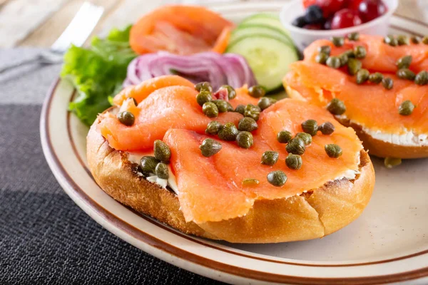 View Plate Bagel Lox — Stock Photo, Image