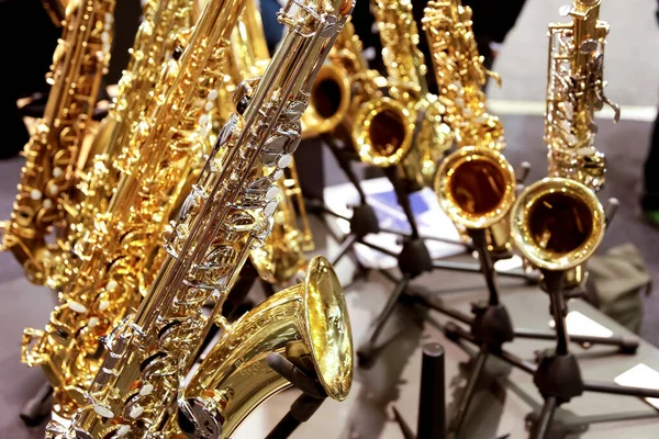Anaheim California United States 2020 View Several Eastman Saxophones Display — Stock Photo, Image