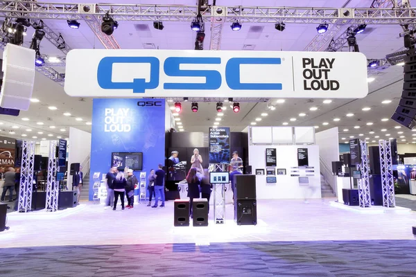 Anaheim California United States 2020 Establishing Shot Qsc Booth Namm — Stock Photo, Image