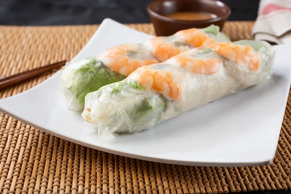 View Serving Tray Spring Rolls — Stock Photo, Image