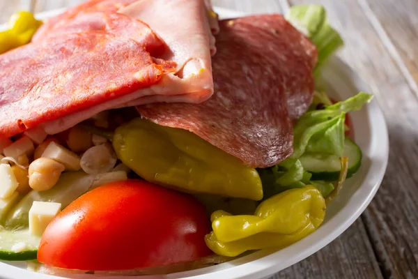 Detailní Pohled Salát Antipasto — Stock fotografie