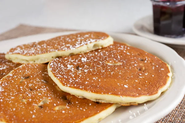 Una Vista Plato Panqueques Arándanos — Foto de Stock