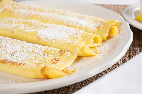 Una Vista Cerca Plato Crepes Franceses — Foto de Stock