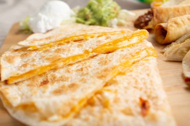 Quesadilla 'nın yakın plan görüntüsü.