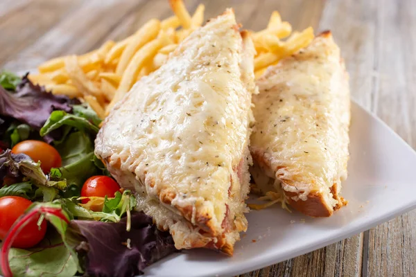 Une Vue Une Assiette Croque Monsieur — Photo