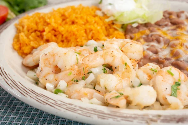 Una Vista Plato Camarones Ajo — Foto de Stock