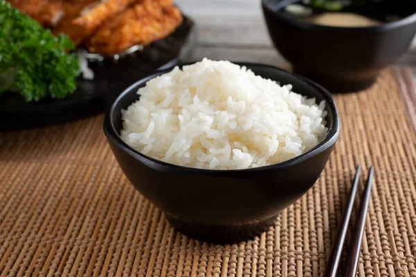 View Bowl Steamed White Rice —  Fotos de Stock