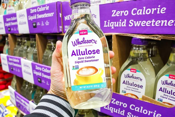 Tustin California United States 2020 Hand Holds Bottle Wholesome Allulose — Stock fotografie