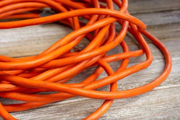 Closeup View Wires Make Orange Extension Cord —  Fotos de Stock