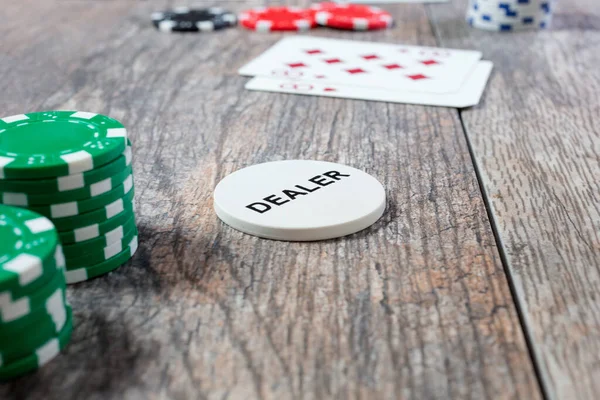 View Dealer Chip Poker Game Setting — Stockfoto