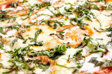 Margherita pizzasının arka plan görüntüsü.. 