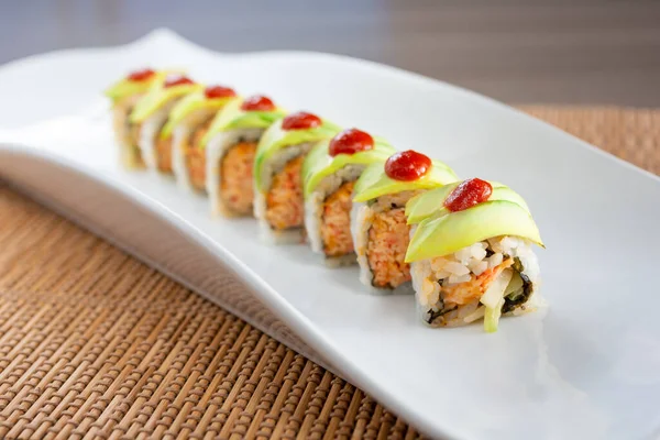 View Mexican Roll Sushi Plate — Stock fotografie