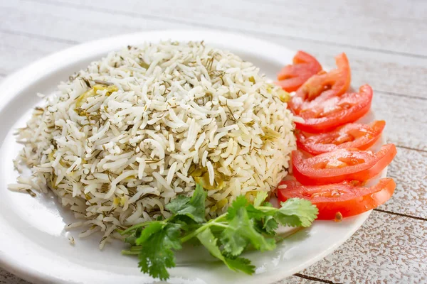 View Plate Dill Rice — Stok fotoğraf
