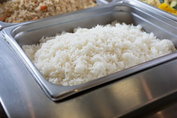 View Steamer Pan Steamed White Rice —  Fotos de Stock