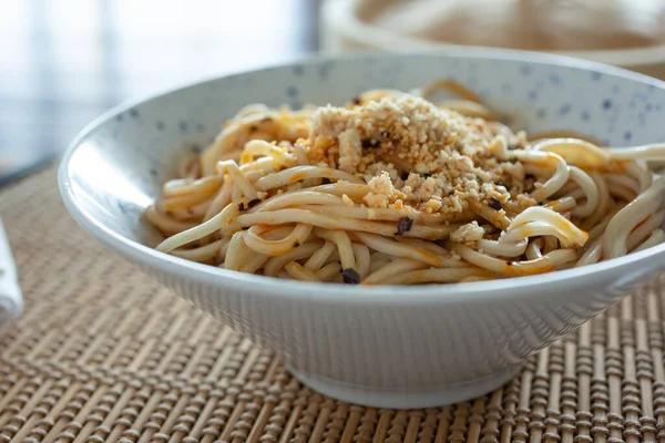 Closeup View Bowl Chinese Dan Dan Noodles — Stock Photo, Image