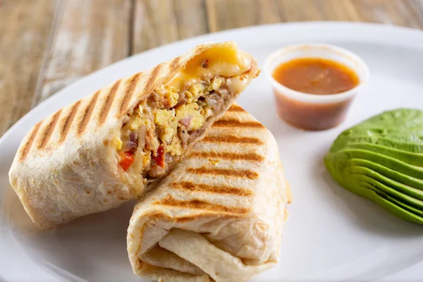 View Panini Pressed Breakfast Burrito —  Fotos de Stock